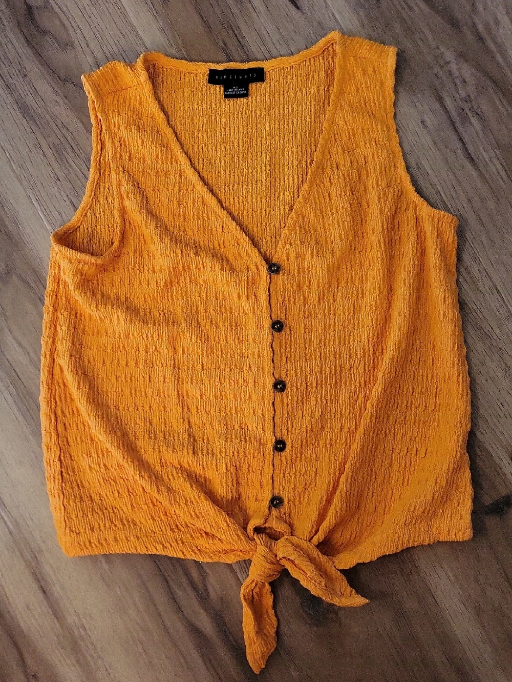 Sanctuary Women's Bright Orange Button-Front Tie-Front Tank